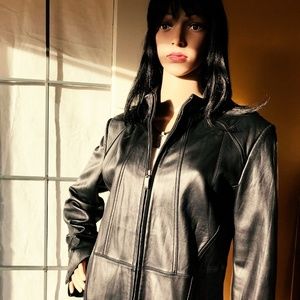 EUC Alfani Black Leather Jacket